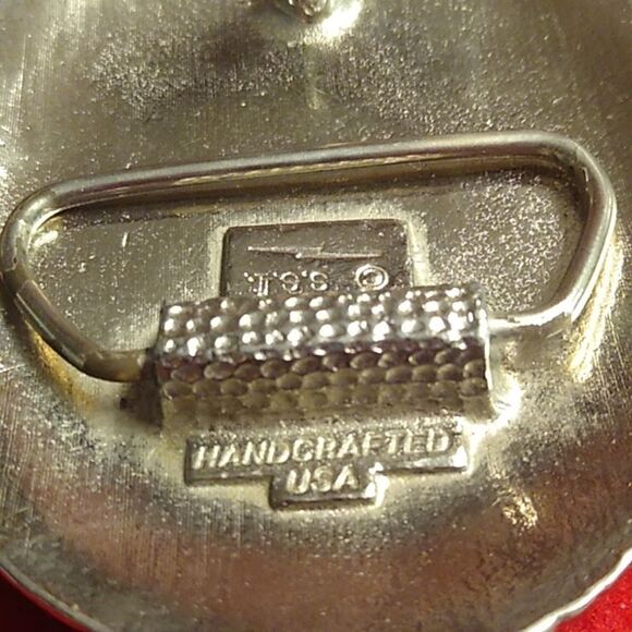 Vintage Turquoise & Coral Eagle Southwestern Silver Tone Metal Handcrafted Sign - Picture 5 of 9